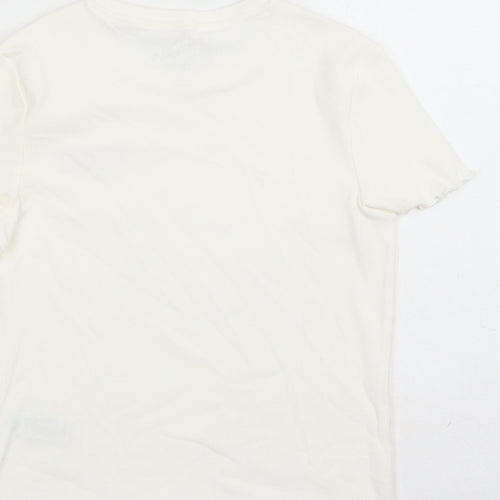 Marks and Spencer Girls White Cotton Basic T-Shirt Size 12-13 Years Round Neck Pullover - Sunshine Summer