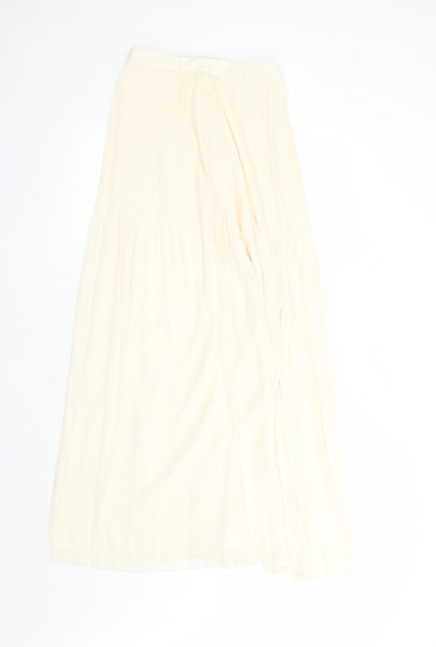 Marks and Spencer Womens Ivory Polyester Pleated Skirt Size 6 Zip - Lined