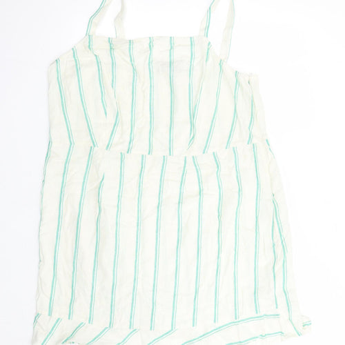 Marks and Spencer Womens Ivory Striped Flax Camisole Tank Size 20 Square Neck