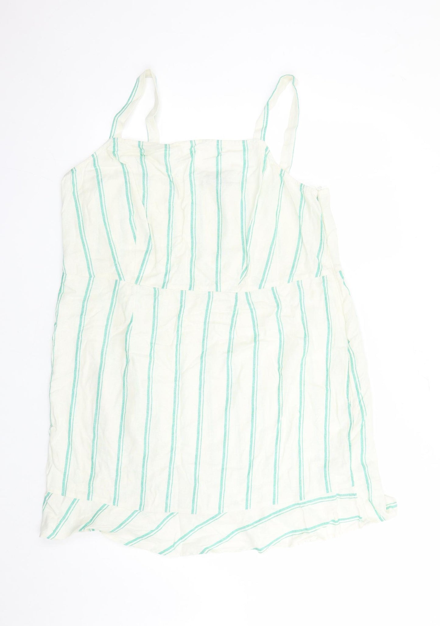 Marks and Spencer Womens Ivory Striped Flax Camisole Tank Size 20 Square Neck