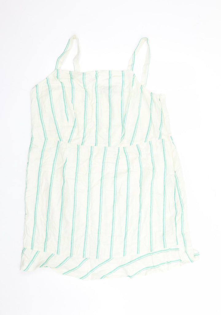 Marks and Spencer Womens Ivory Striped Flax Camisole Tank Size 20 Square Neck