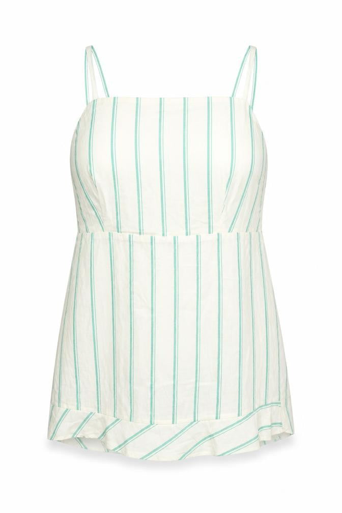 Marks and Spencer Womens Ivory Striped Flax Camisole Tank Size 20 Square Neck