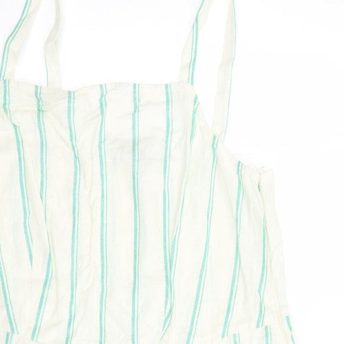 Marks and Spencer Womens Ivory Striped Flax Camisole Tank Size 20 Square Neck
