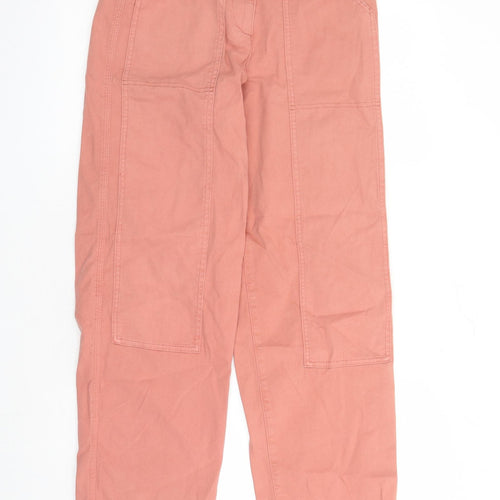 Marks and Spencer Womens Orange Cotton Straight Jeans Size 8 L30 in Regular Zip - Elasticated Waist