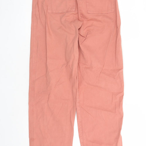 Marks and Spencer Womens Orange Cotton Straight Jeans Size 8 L30 in Regular Zip - Elasticated Waist