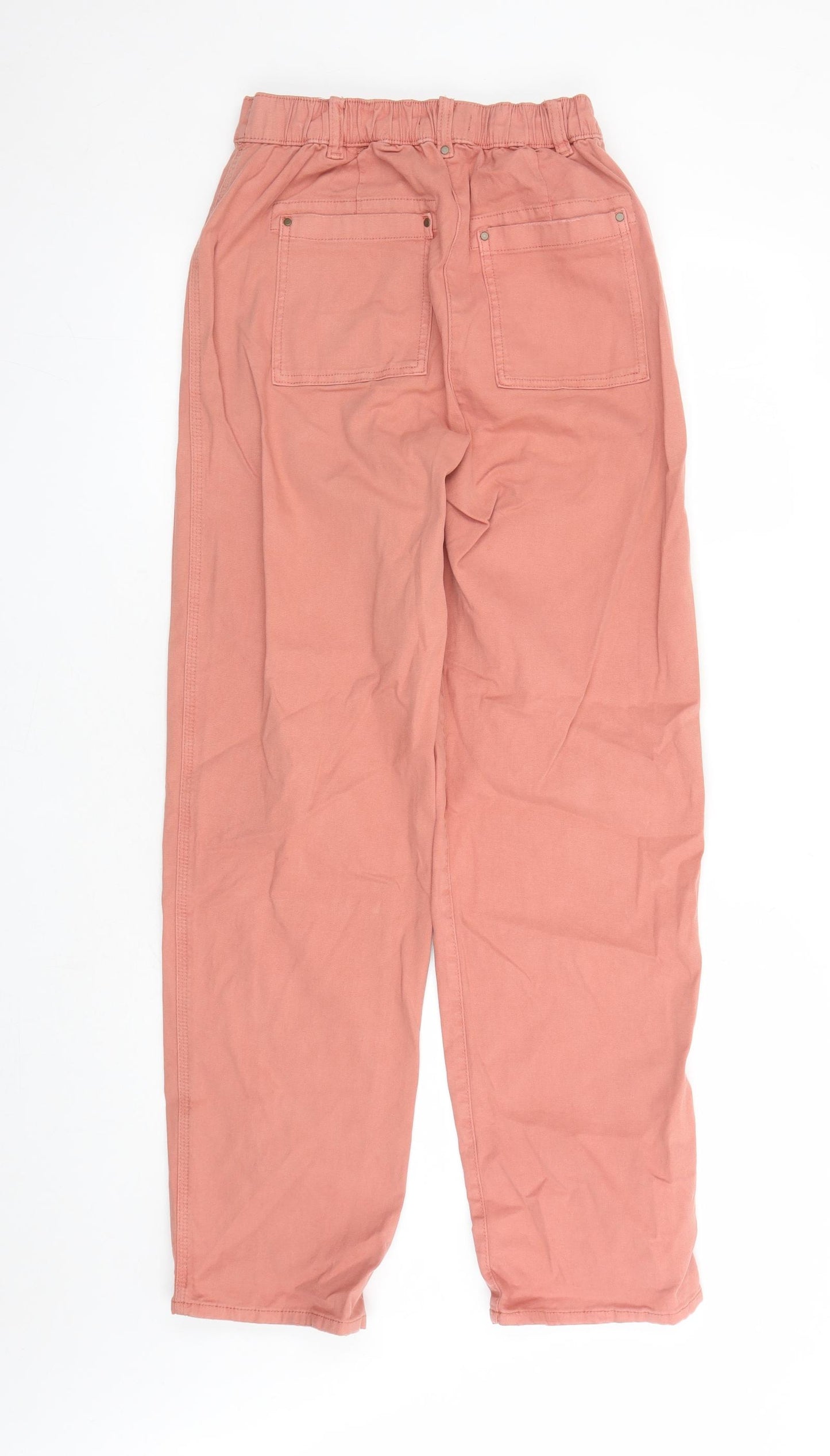 Marks and Spencer Womens Orange Cotton Straight Jeans Size 8 L30 in Regular Zip - Elasticated Waist