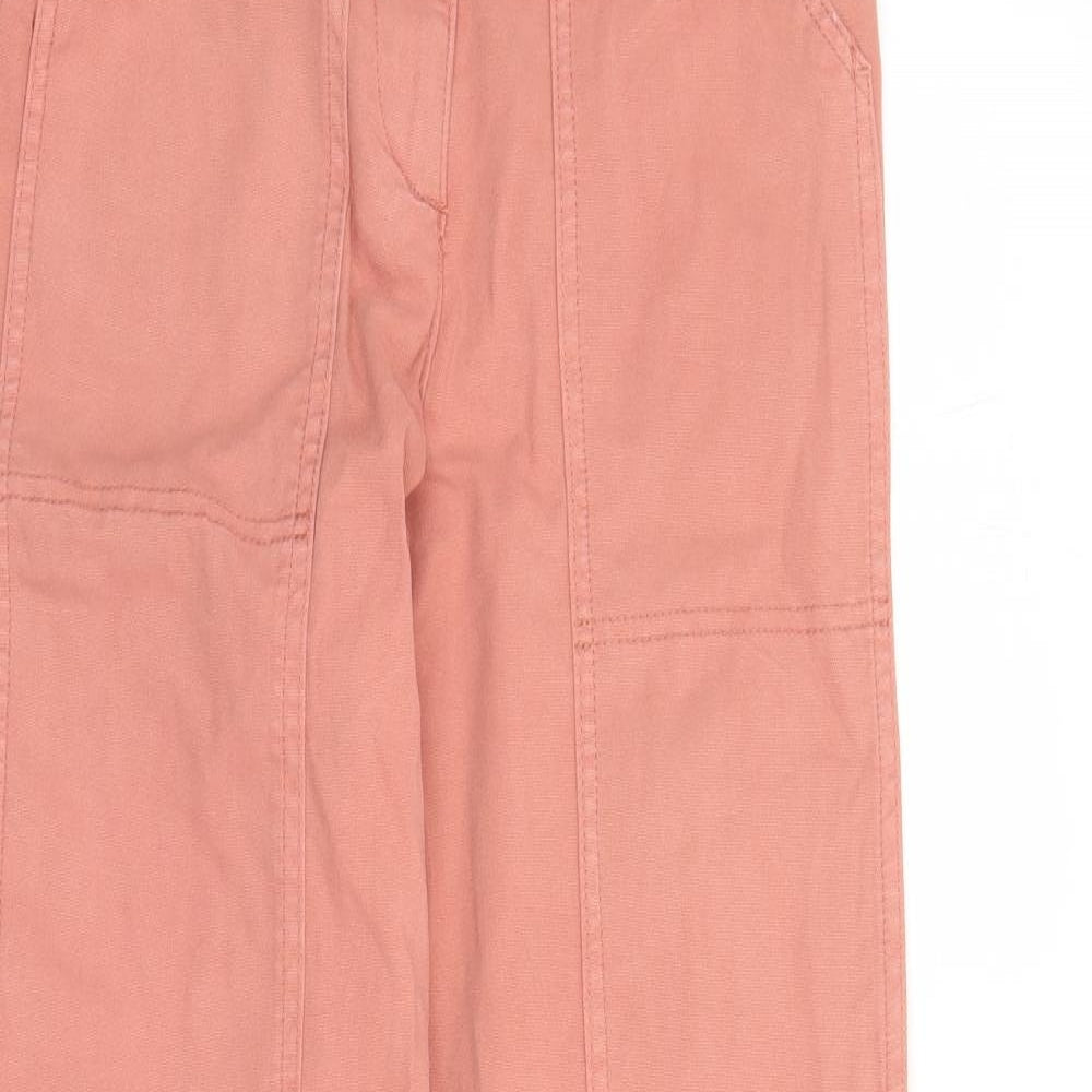 Marks and Spencer Womens Orange Cotton Straight Jeans Size 8 L30 in Regular Zip - Elasticated Waist