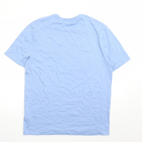 Marks and Spencer Mens Blue Solid Cotton Pyjama Top Size M Pullover - The Daddy