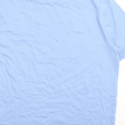 Marks and Spencer Mens Blue Solid Cotton Pyjama Top Size M Pullover - The Daddy