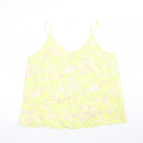 Marks and Spencer Womens Yellow Floral Flax Camisole Tank Size 20 V-Neck