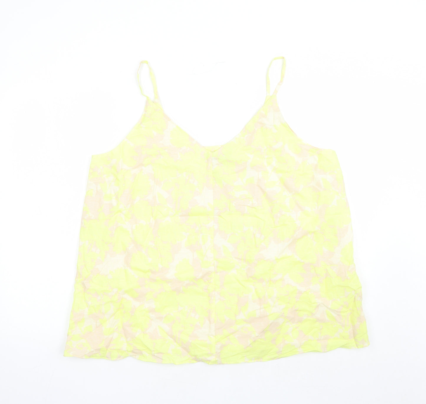 Marks and Spencer Womens Yellow Floral Flax Camisole Tank Size 20 V-Neck