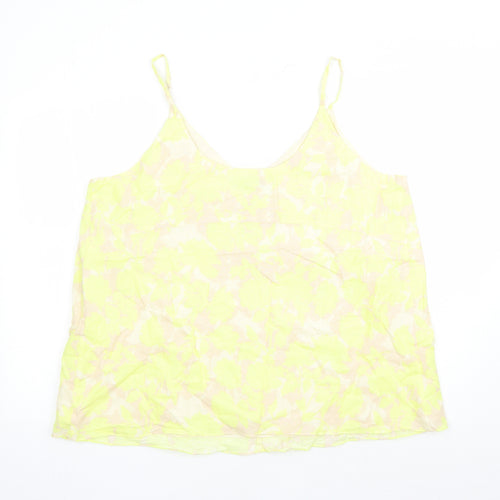Marks and Spencer Womens Yellow Floral Flax Camisole Tank Size 20 V-Neck