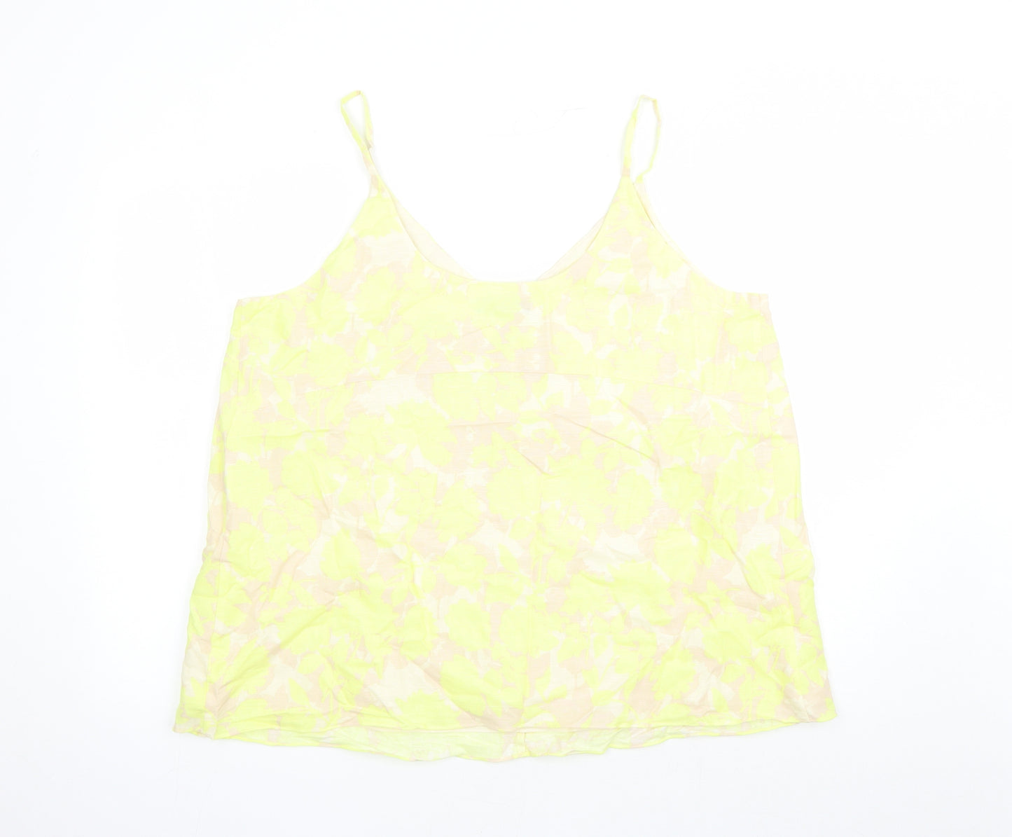 Marks and Spencer Womens Yellow Floral Flax Camisole Tank Size 20 V-Neck