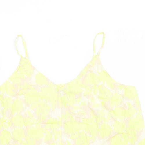 Marks and Spencer Womens Yellow Floral Flax Camisole Tank Size 20 V-Neck