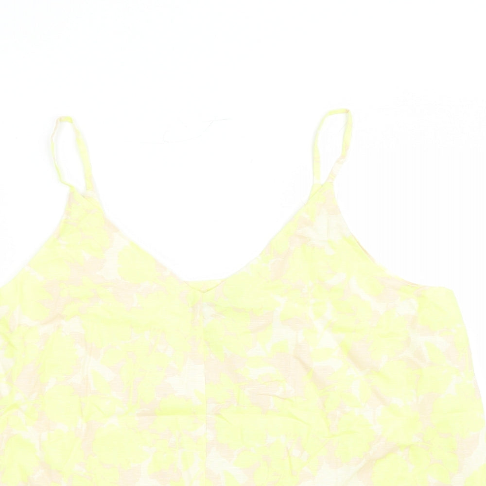 Marks and Spencer Womens Yellow Floral Flax Camisole Tank Size 20 V-Neck