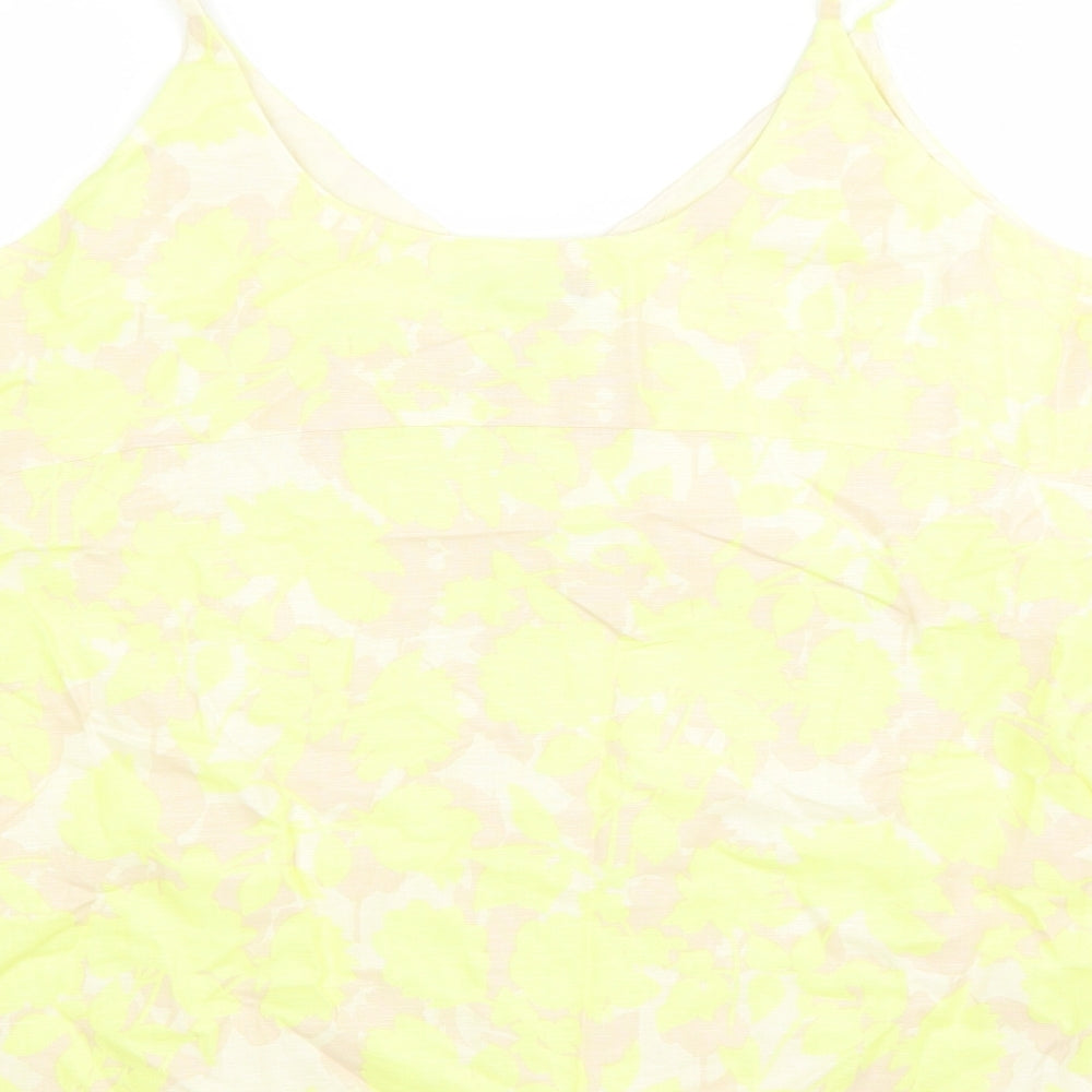 Marks and Spencer Womens Yellow Floral Flax Camisole Tank Size 20 V-Neck