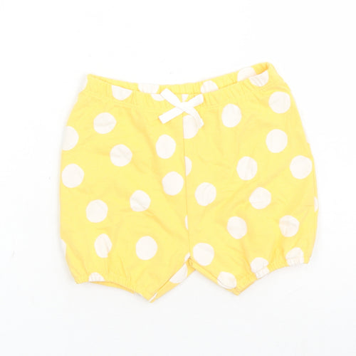 Marks and Spencer Girls Yellow Polka Dot Cotton Bermuda Shorts Size 2-3 Years L3 in Regular - Elasticated Waist
