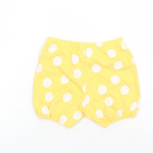 Marks and Spencer Girls Yellow Polka Dot Cotton Bermuda Shorts Size 2-3 Years L3 in Regular - Elasticated Waist