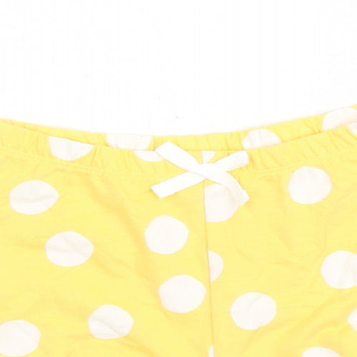 Marks and Spencer Girls Yellow Polka Dot Cotton Bermuda Shorts Size 2-3 Years L3 in Regular - Elasticated Waist