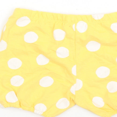 Marks and Spencer Girls Yellow Polka Dot Cotton Bermuda Shorts Size 2-3 Years L3 in Regular - Elasticated Waist