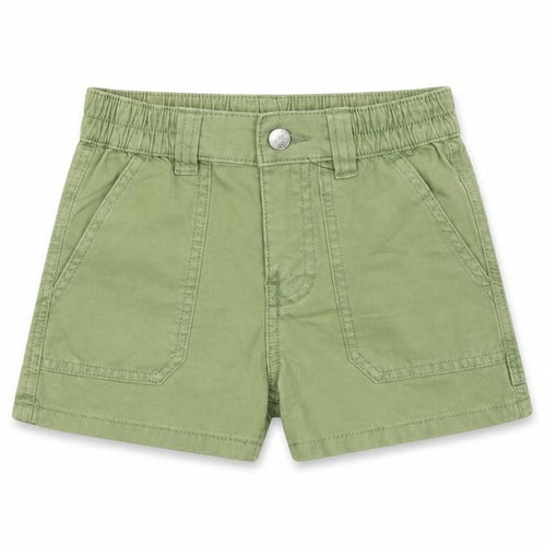 Marks and Spencer Girls Green Cotton Mom Shorts Size 6-7 Years L3 in Regular Zip - Elasticated Waist