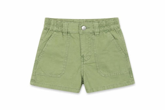 Marks and Spencer Girls Green Cotton Mom Shorts Size 6-7 Years L3 in Regular Zip - Elasticated Waist