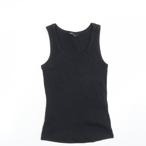 Marks and Spencer Womens Black Cotton Basic Tank Size 12 Round Neck