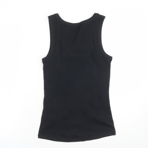 Marks and Spencer Womens Black Cotton Basic Tank Size 12 Round Neck