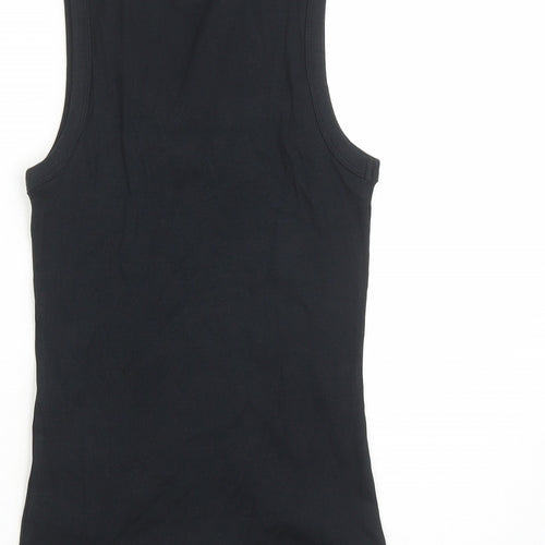 Marks and Spencer Womens Black Cotton Basic Tank Size 12 Round Neck
