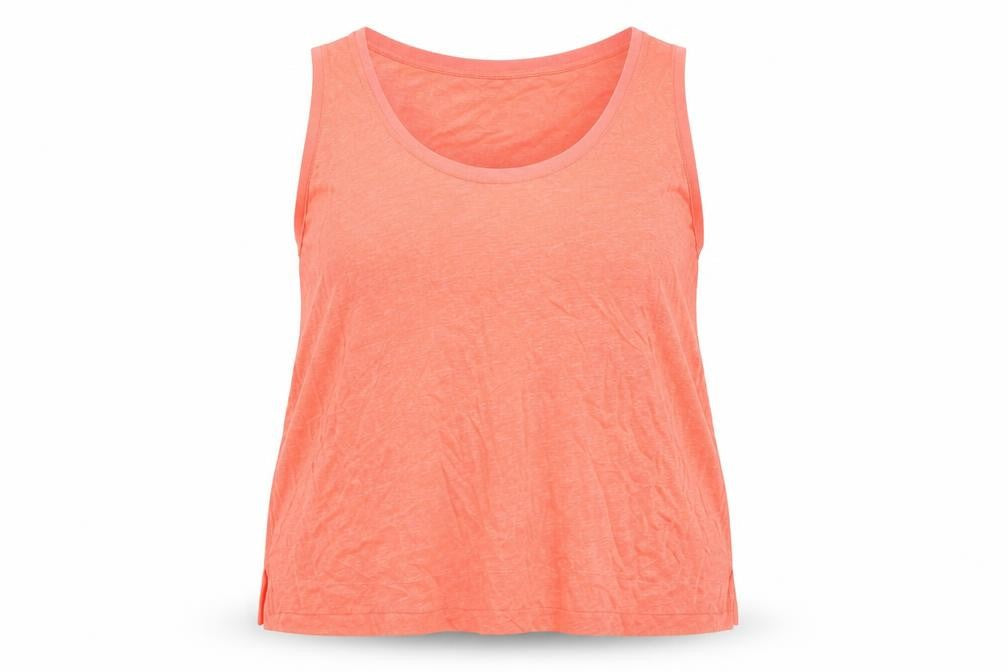 Front view of Autograph women’s orange flax basic tank, size UK 20, scoop neck