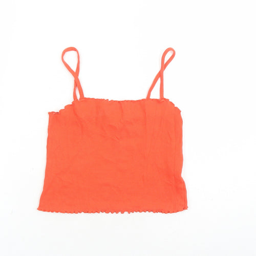 Topshop Womens Red Cotton Cropped Tank Size 12 Square Neck