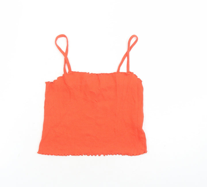 Topshop Womens Red Cotton Cropped Tank Size 12 Square Neck