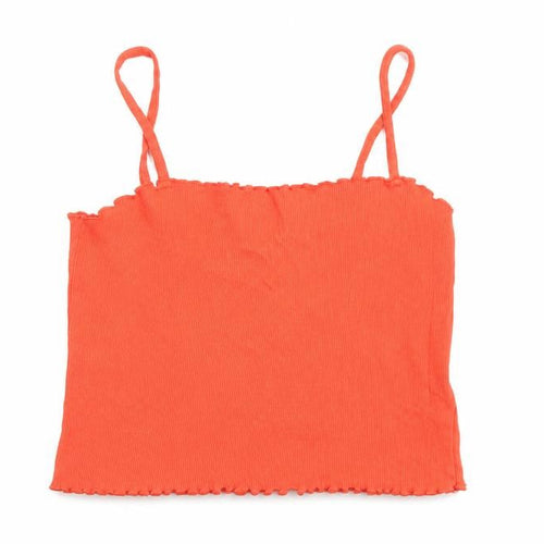 Topshop Womens Red Cotton Cropped Tank Size 12 Square Neck