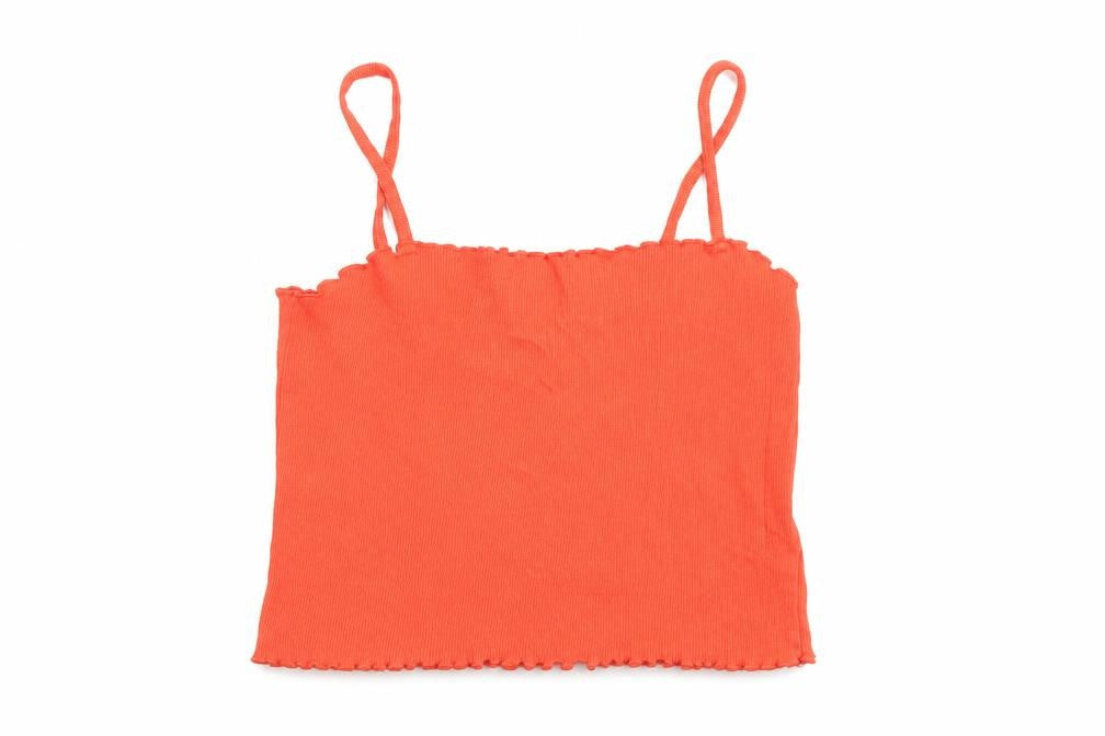 Topshop Womens Red Cotton Cropped Tank Size 12 Square Neck