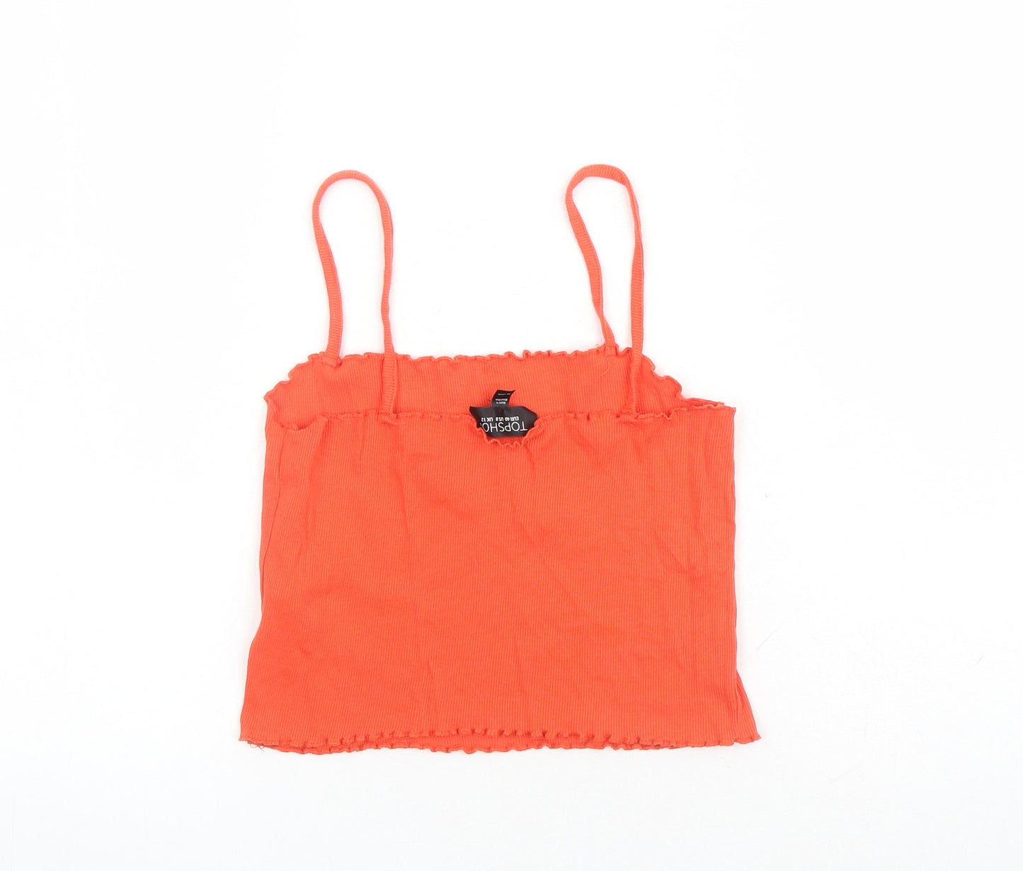 Topshop Womens Red Cotton Cropped Tank Size 12 Square Neck