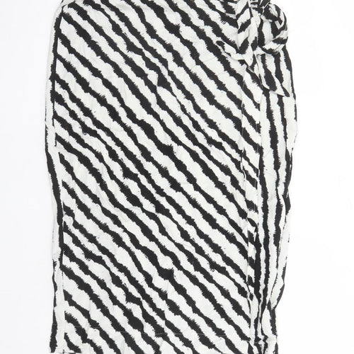 Marks and Spencer Womens Black Geometric Viscose Wrap Skirt Size 20 Button