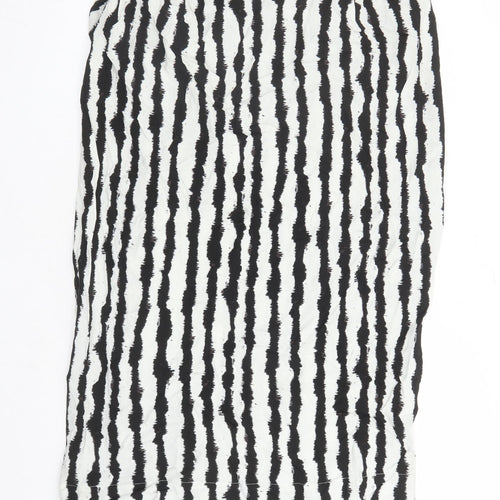 Marks and Spencer Womens Black Geometric Viscose Wrap Skirt Size 20 Button