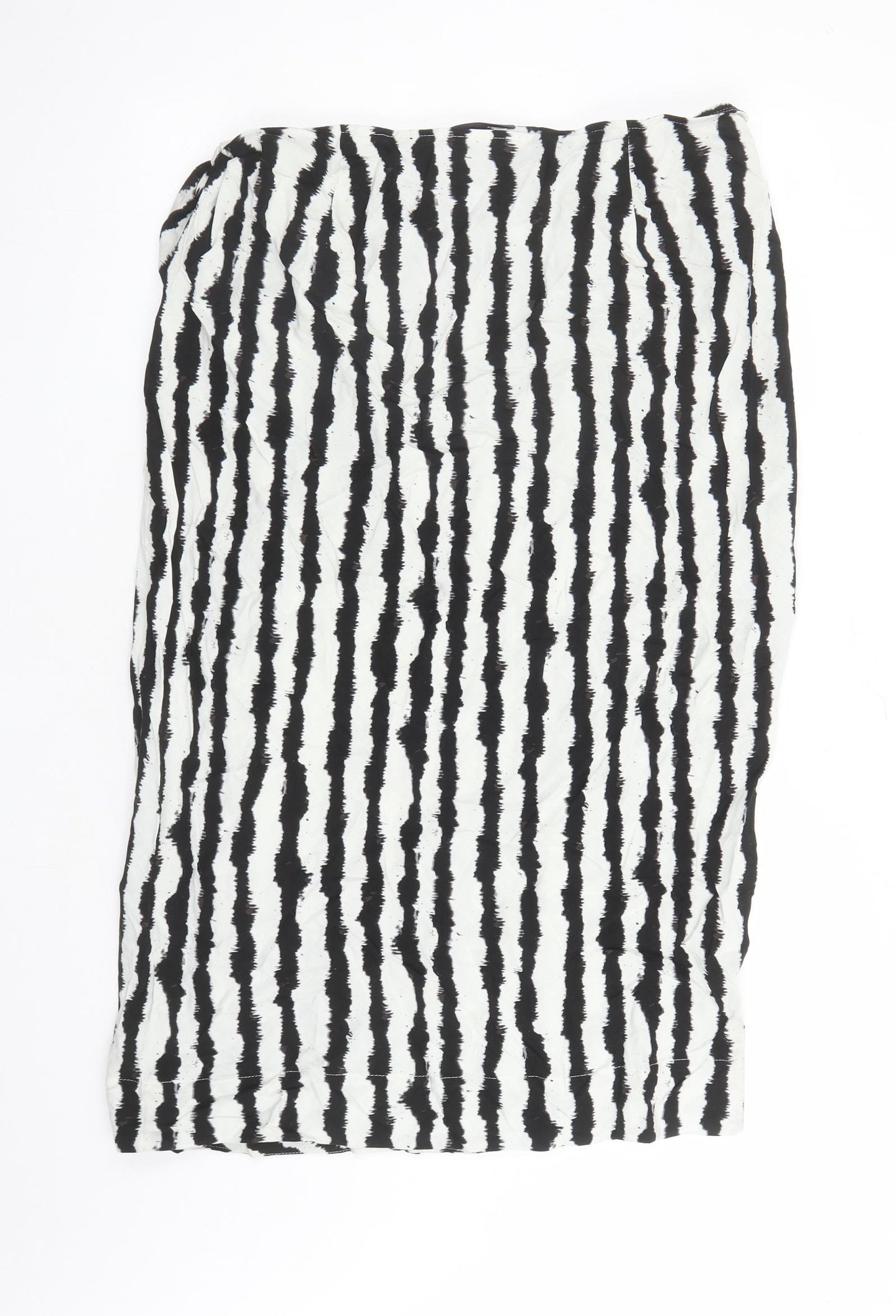 Marks and Spencer Womens Black Geometric Viscose Wrap Skirt Size 20 Button