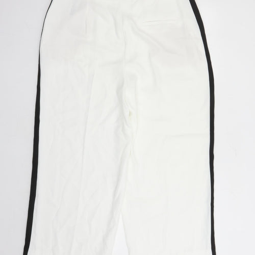 Marks and Spencer Womens White Polyester Trousers Size 16 L25 in Regular Zip