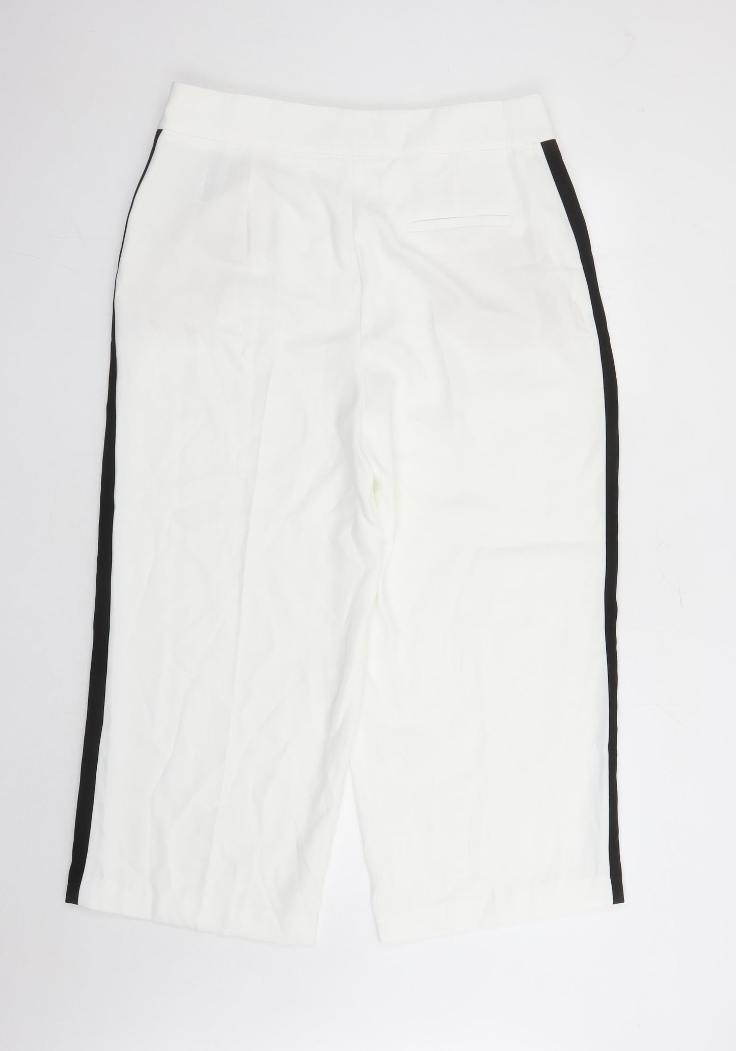Marks and Spencer Womens White Polyester Trousers Size 16 L25 in Regular Zip