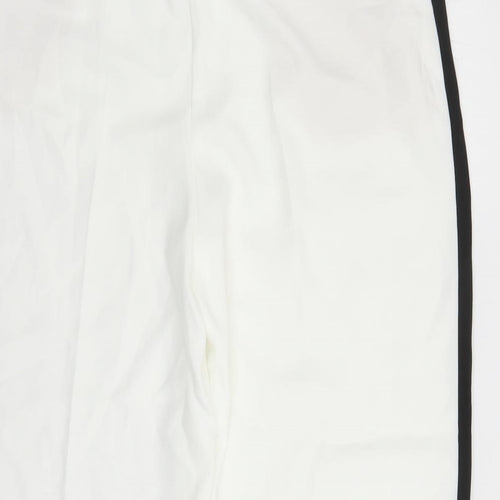 Marks and Spencer Womens White Polyester Trousers Size 16 L25 in Regular Zip