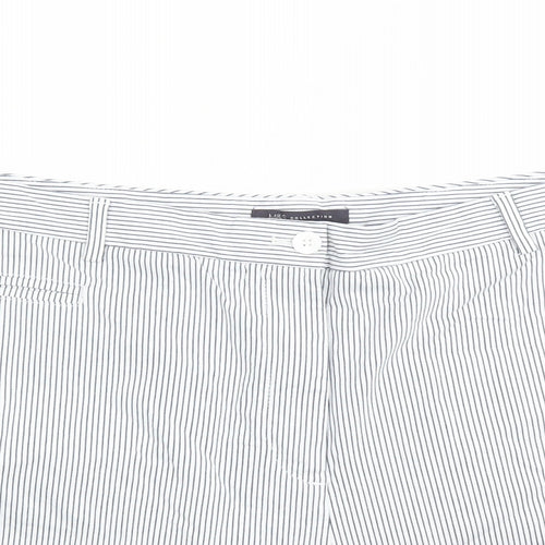 Marks and Spencer Womens Blue Striped Cotton Chino Shorts Size 22 L5 in Regular Zip