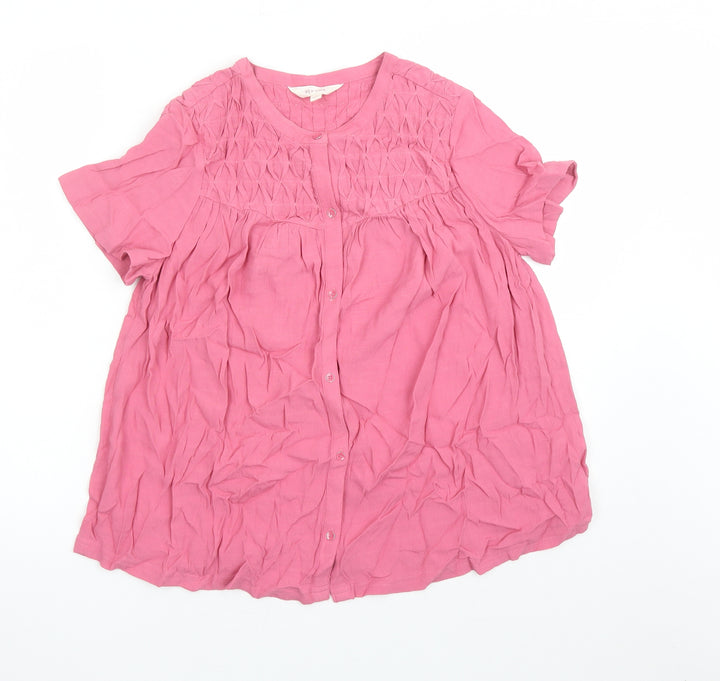 Per Una Womens Pink Viscose Basic Button-Up Size 6 Round Neck