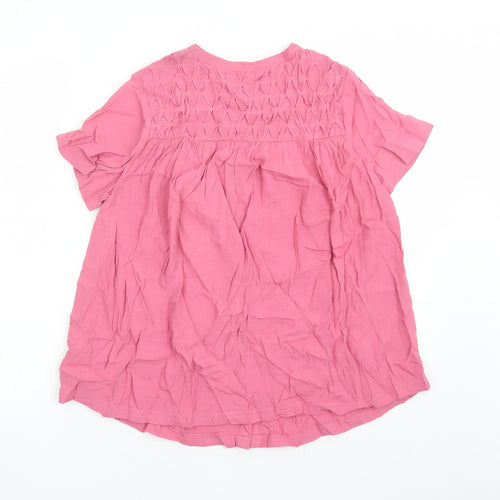 Per Una Womens Pink Viscose Basic Button-Up Size 6 Round Neck