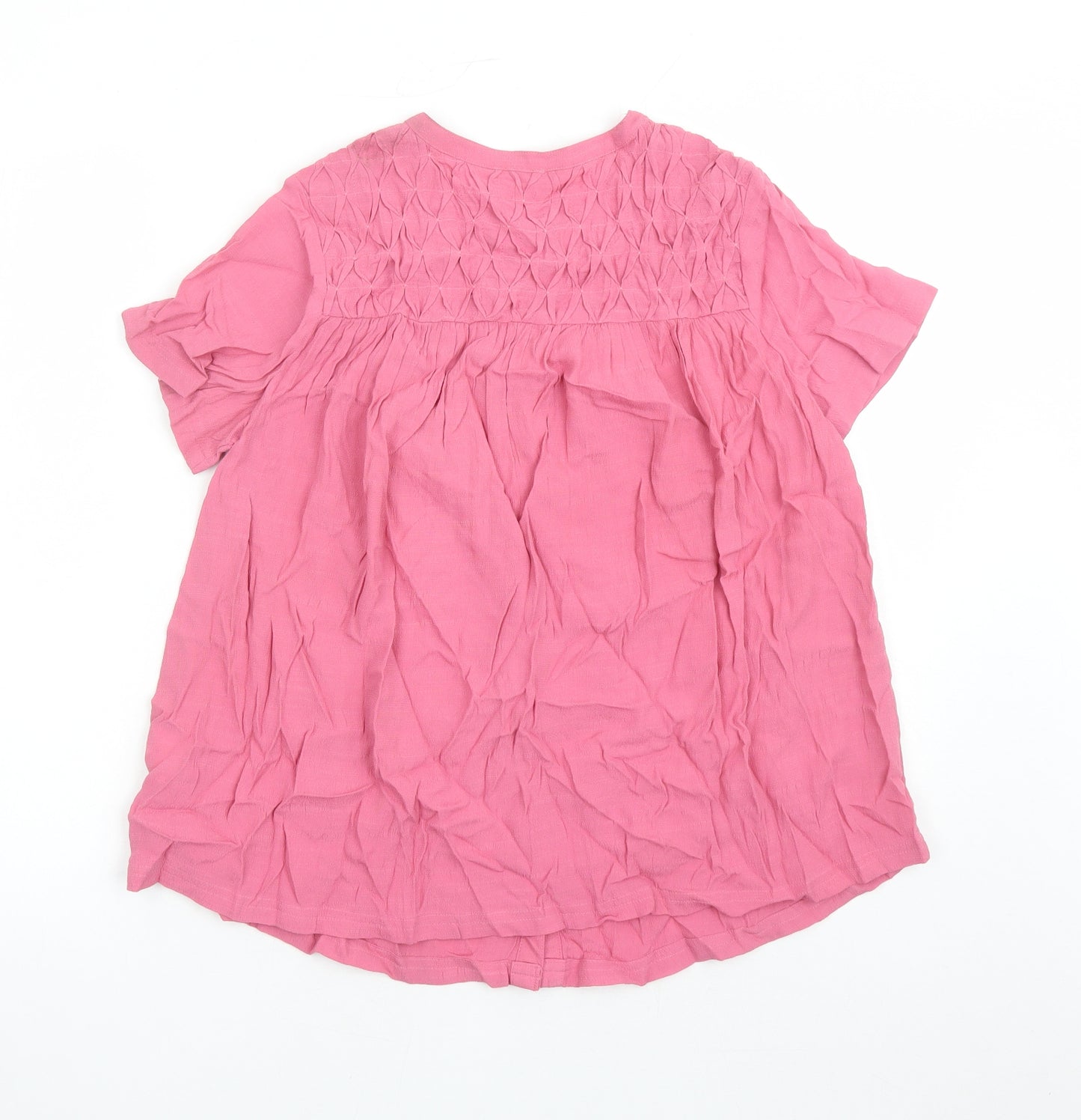 Per Una Womens Pink Viscose Basic Button-Up Size 6 Round Neck