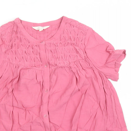 Per Una Womens Pink Viscose Basic Button-Up Size 6 Round Neck