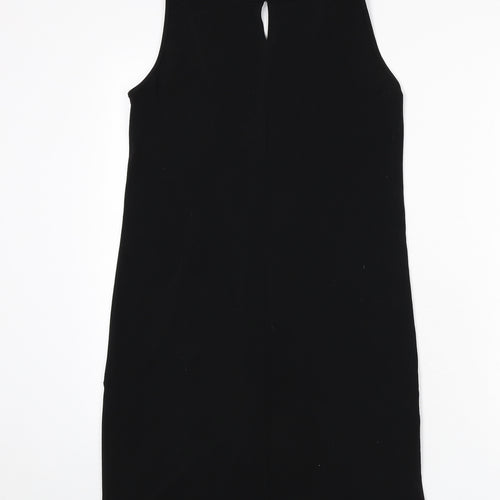 Wallis Womens Black Polyester Sheath Size 10 Round Neck Button - Beaded Detail