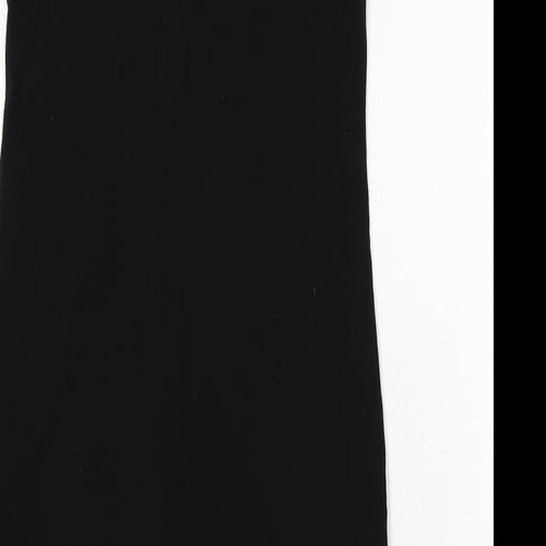 Wallis Womens Black Polyester Sheath Size 10 Round Neck Button - Beaded Detail