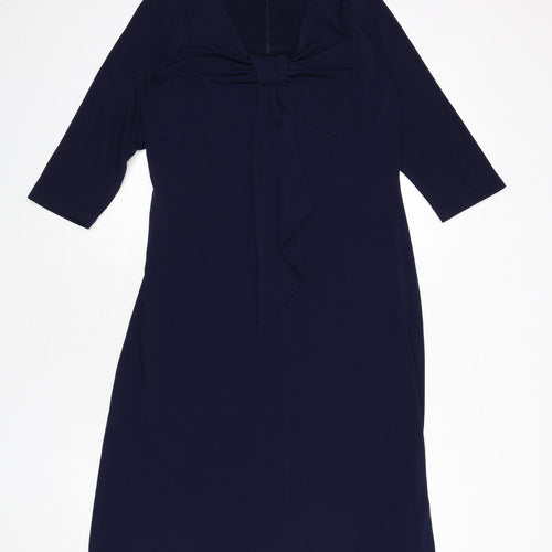 Wardrobe Womens Blue Polyester A-Line Size 12 V-Neck Pullover