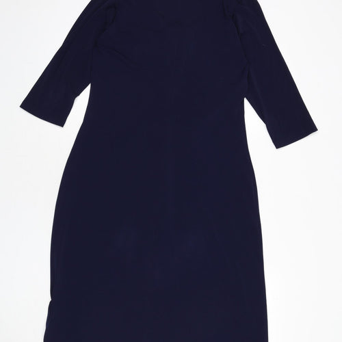 Wardrobe Womens Blue Polyester A-Line Size 12 V-Neck Pullover